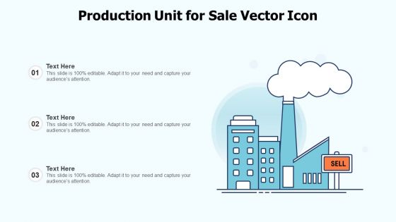 Production Unit For Sale Vector Icon Ppt PowerPoint Presentation Gallery Clipart Images PDF