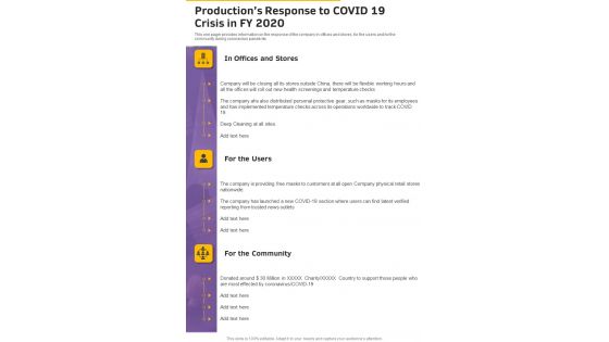 Productions Response To COVID 19 Crisis In FY 2020 One Pager Documents Productions Response To COVID 19 Crisis In FY 2020 One Pager Documents