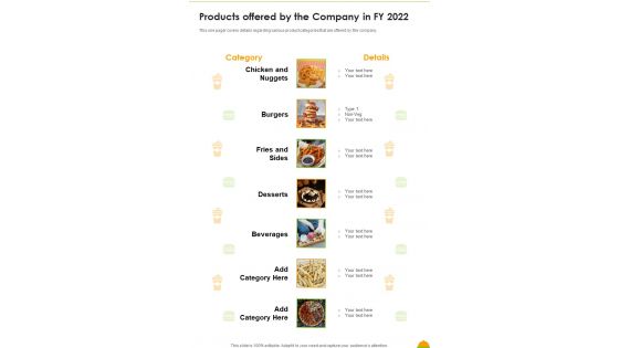 Products Offered By The Company In FY 2022 One Pager Documents Products Offered By The Company In FY 2022 One Pager Documents