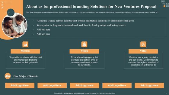 Professional Branding Solutions For New Ventures Proposal Ppt PowerPoint Presentation Complete Deck With Slides