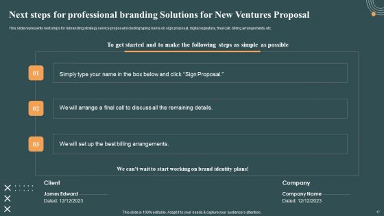 Professional Branding Solutions For New Ventures Proposal Ppt PowerPoint Presentation Complete Deck With Slides