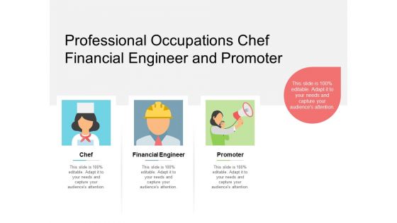 Professional Occupations Chef Financial Engineer And Promoter Ppt PowerPoint Presentation Portfolio Graphics