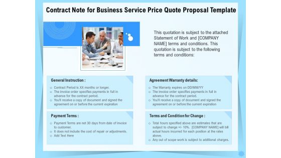 Professional Quotation Estimation Solutions Contract Note For Business Service Price Quote Proposal Elements PDF