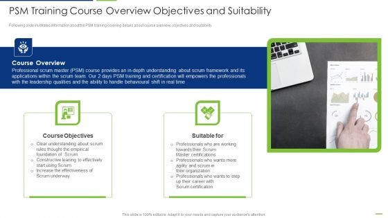 Professional Scrum Master PSM Training Course Overview Objectives And Suitability Graphics PDF