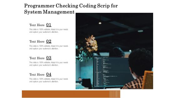 Programmer Checking Coding Scrip For System Management Ppt PowerPoint Presentation Portfolio Background Images PDF