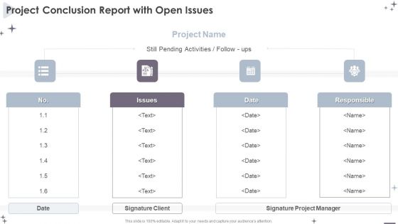 Project Administration Bundle Project Conclusion Report With Open Issues Mockup PDF