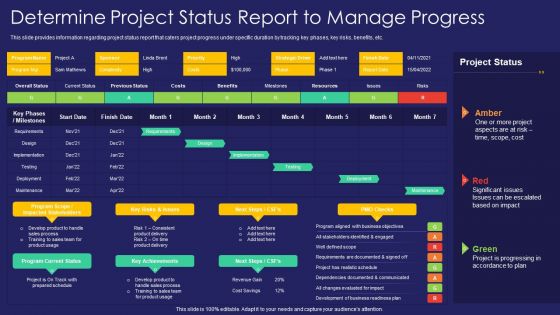 Project Administration Playbook Determine Project Status Report To Manage Progress Pictures PDF Project Administration Playbook Determine Project Status Report To Manage Progress Pictures PDF