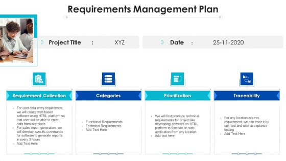 Project Assessment Templates Bundle Requirements Management Plan Ppt Outline Slides PDF