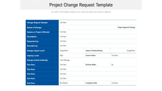 Project Change Request Template Ppt PowerPoint Presentation Ideas Example PDF