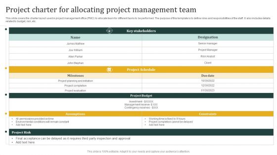 Project Charter For Allocating Project Management Team Professional PDF Project Charter For Allocating Project Management Team Professional PDF