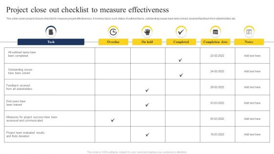 Project Close Out Checklist To Measure Effectiveness Diagrams PDF Project Close Out Checklist To Measure Effectiveness Diagrams PDF