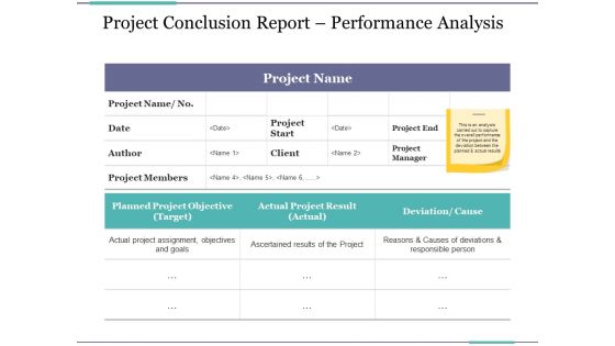 Project Conclusion Report Performance Analysis Ppt PowerPoint Presentation Infographic Template Files