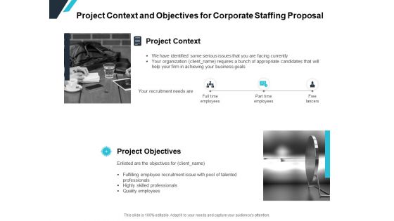 Project Context And Objectives For Corporate Staffing Proposal Ppt PowerPoint Presentation Show Example