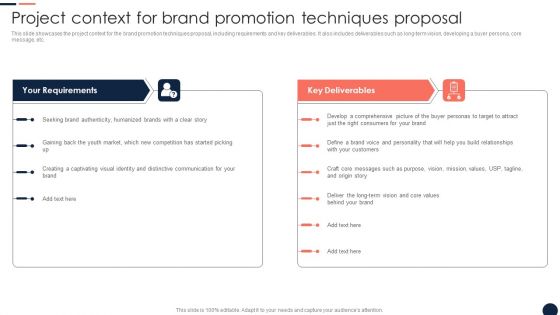 Project Context For Brand Promotion Techniques Proposal Ppt Show Background Designs PDF