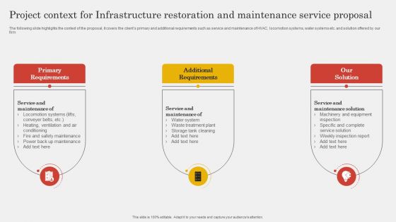 Project Context For Infrastructure Restoration And Maintenance Service Proposal Guidelines PDF