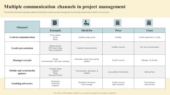 Project Coordination Plan Multiple Communication Channels In Project Management Rules PDF