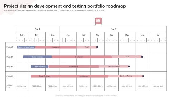 Project Design Development And Testing Portfolio Roadmap Demonstration PDF