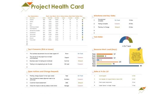 Project Health Card Ppt PowerPoint Presentation Icon Topics