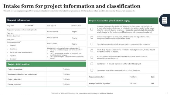 Project Intake Form Ppt PowerPoint Presentation Complete Deck With Slides
