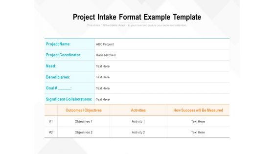 Project Intake Format Example Template Ppt PowerPoint Presentation File Slides