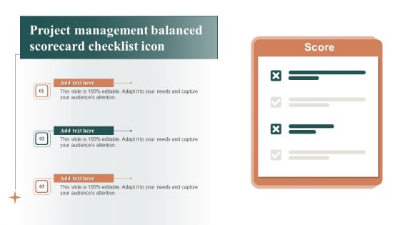 Project Management Balanced Scorecard Checklist Icon Download PDF