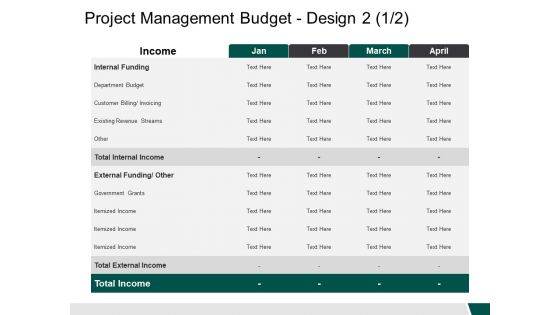 Project Management Budget Design Internal Funding Ppt PowerPoint Presentation Infographics Samples