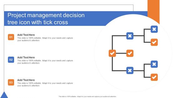 Project Management Decision Tree Icon With Tick Cross Formats PDF
