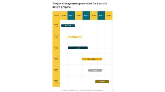 Project Management Gantt Chart For Network Design Proposal One Pager Sample Example Document