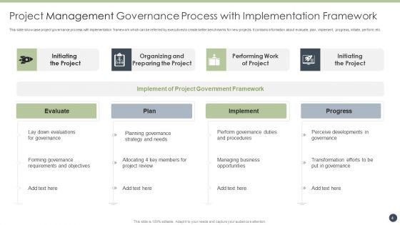 Project Management Governance Framework Ppt PowerPoint Presentation Complete With Slides