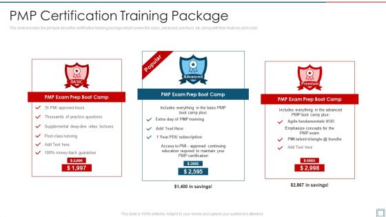 Project Management Professional Certification Program Pmp Certification Training Package Inspiration PDF