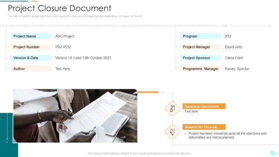 Project Management Professional Documentation Requirements It Project Closure Document Information PDF