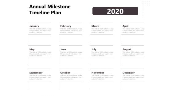 Project Management Timeline Annual Milestone Timeline Plan Ppt Inspiration Clipart Images PDF