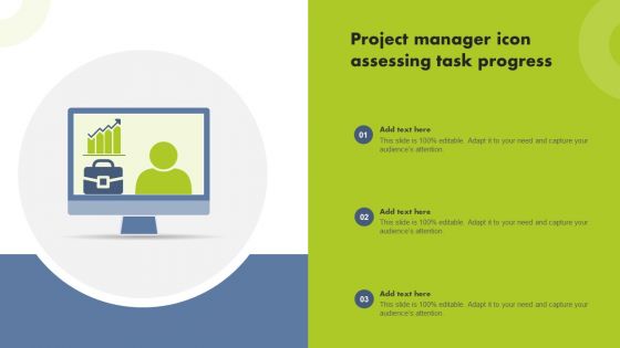 Project Manager Icon Assessing Task Progress Diagrams PDF