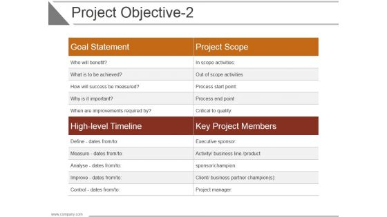 Project Objective Template 2 Ppt PowerPoint Presentation Show