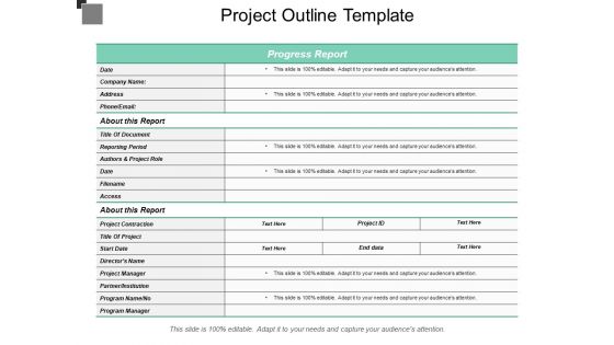 Project Outline Template Ppt PowerPoint Presentation Pictures Example