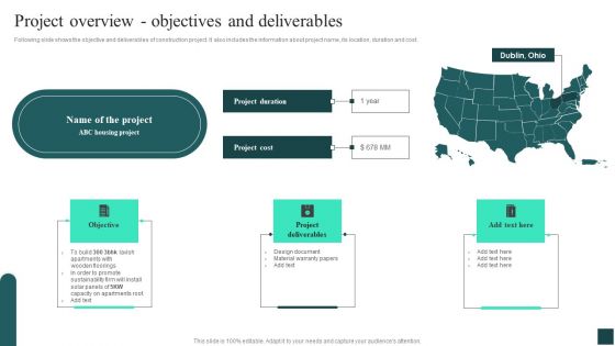 Project Overview Objectives And Deliverables Credibility Assessment Summary For Construction Project Download PDF