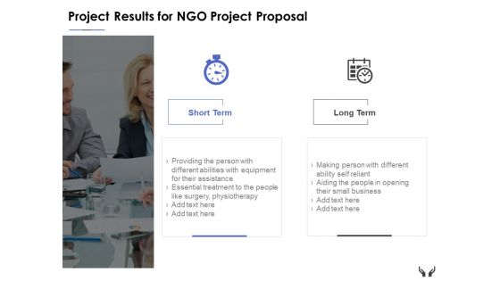 Project Results For Ngo Project Proposal Ppt Powerpoint Presentation Model Icon