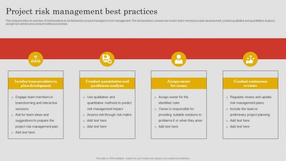 Project Risk Management Best Practices Ppt PowerPoint Presentation File Icon PDF