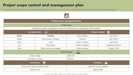Project Scope Control And Management Plan Mockup PDF Project Scope Control And Management Plan Mockup PDF