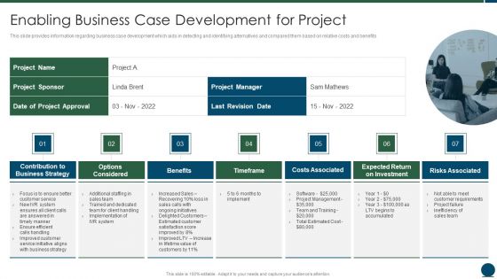 Project Scope Management Playbook Enabling Business Case Development For Project Designs PDF
