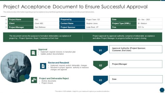 Project Scope Management Playbook Project Acceptance Document To Ensure Successful Approval Professional PDF