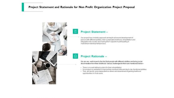 Project Statement And Rationale For Non Profit Organization Project Proposal Ppt PowerPoint Presentation Icon Demonstration