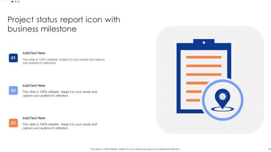 Project Status Report Icon With Business Milestone Guidelines PDF
