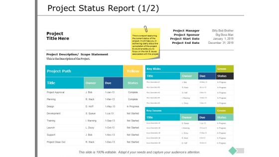 Project Status Report Scope Statement Ppt PowerPoint Presentation Model Clipart Images