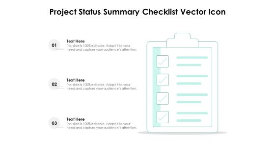 Project Status Summary Checklist Vector Icon Ppt PowerPoint Presentation Slides PDF