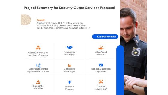 Project Summary For Security Guard Services Proposal Ppt Ideas Guide PDF