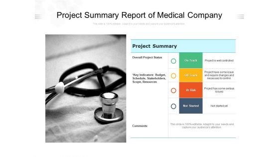 Project Summary Report Of Medical Company Ppt PowerPoint Presentation Professional Samples PDF