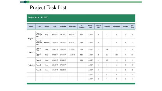 Project Task List Template 1 Ppt PowerPoint Presentation Pictures Inspiration Project Task List Template 1 Ppt PowerPoint Presentation Pictures Inspiration