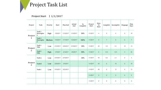 Project Task List Template 1 Ppt PowerPoint Presentation Show Slides