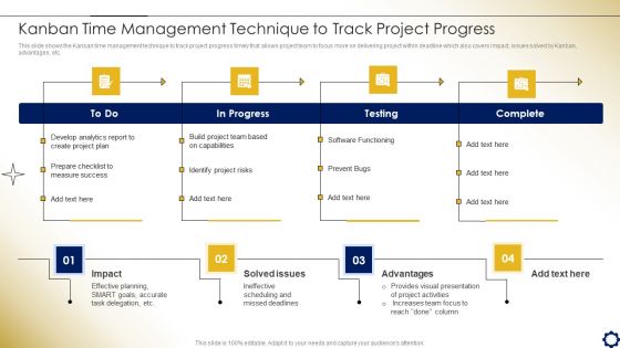 Project Time Management To Enhance Productivity Kanban Time Management Technique To Track Project Progress Topics PDF